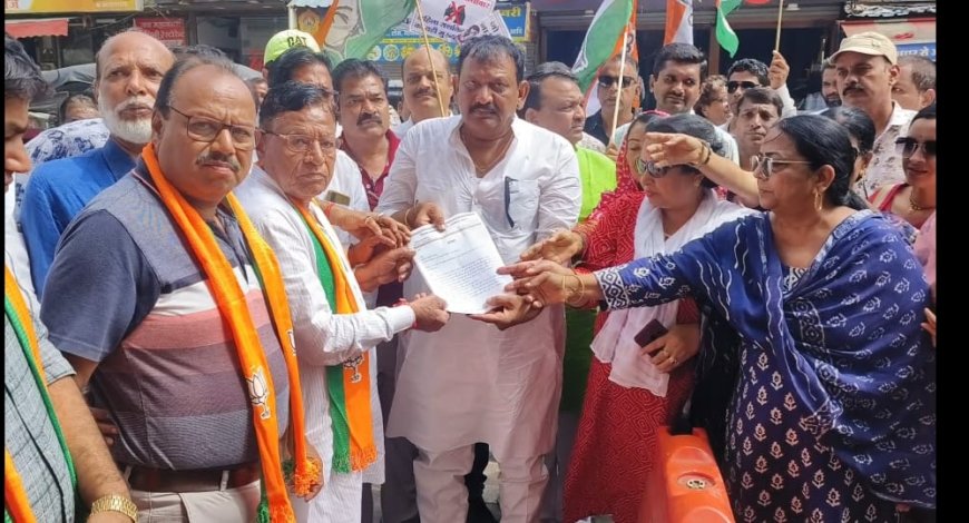 मप्र में महिलाओं पर हो रहे अत्याचार के खिलाफ शहर कांग्रेस ने मंत्री कश्यप के कार्यालय पहुंच मंत्री प्रतिनिधि को सौंपा ज्ञापन।
