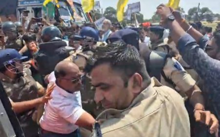 रतलाम-- उज्जैन जावरा फोरलेन डिजाइन का विरोध : जन आंदोलन संघर्ष समिति के पैदल मार्च को पुलिस ने जावरा में  रोका : आंदोलनकारियों को पुलिस ने किया गिरफ्तार