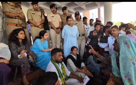 धौलावाड़ डैम क्षेत्र के समीप बसे नौ गांवों के आदिवासियों ने अपनी समस्याओं को लेकर कलेक्ट्रेट पहुंच दिया धरना : कलेक्टर मिशा सिंह ने जमीन पर बैठकर ग्रामीणों से की चर्चा