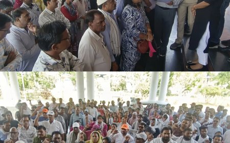 पटवारी रविशंकर खराड़ी आत्महत्या मामला : नायब तहसीलदार के खिलाफ कर्मचारी संगठनों का प्रदर्शन : 7 दिन में FIR नहीं तो काम बंद की चेतावनी