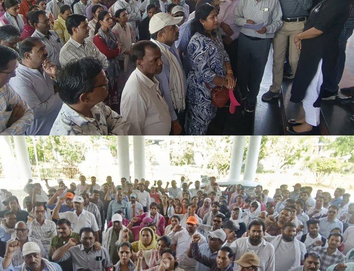 पटवारी रविशंकर खराड़ी आत्महत्या मामला : नायब तहसीलदार के खिलाफ कर्मचारी संगठनों का प्रदर्शन : 7 दिन में FIR नहीं तो काम बंद की चेतावनी