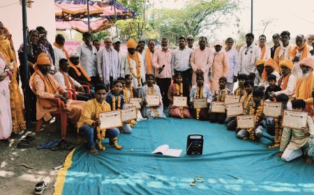 भील समाज ने प्रतिभावान विद्यार्थियों का किया सम्मान :  सामाजिक कुरीतियों के खिलाफ लिया सामूहिक संकल्प