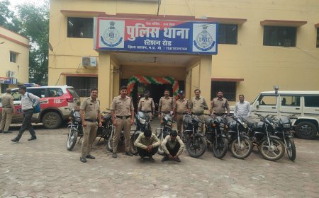 अंतरराज्यीय दो वाहन चोर गिरफ्तार :10 मोटरसाइकिलें बरामद : स्टेशन रोड पुलिस की कार्रवाई : आरोपी विष्णु पर पहले से 12 चोरी के मामले
