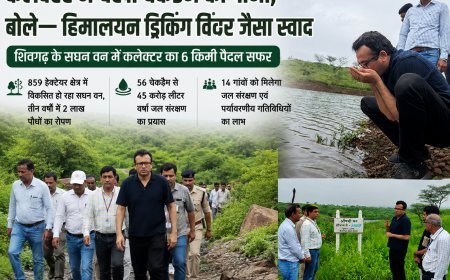शिवगढ़ के सघन वन में कलेक्टर का 6 किमी पैदल सफर : चेकडैम का पानी पीकर बोले— हिमालयन जैसा स्वाद