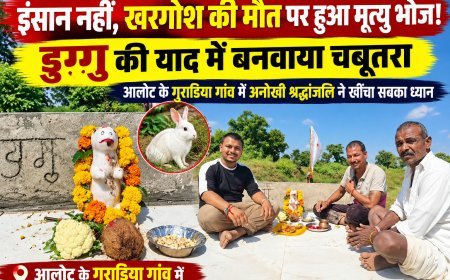 एक बेजुबान के लिए इंसानों जैसा सम्मान : खरगोश की मौत पर गांव में पसरा मातम : मालिक ने डुग्गु की याद में बनवाया चबूतरा : पूरे गांव को कराया मृत्यु भोज :अनोखी श्रद्धांजलि बनी चर्चा का विषय