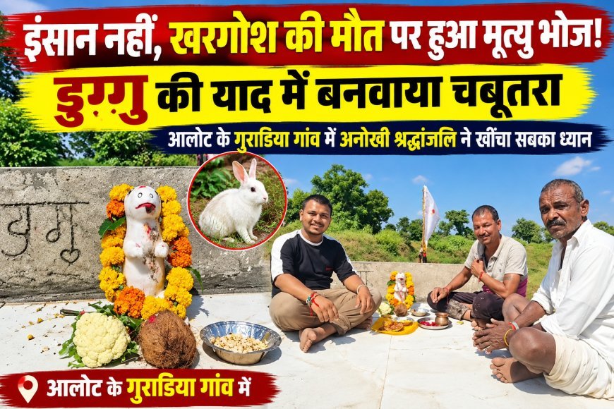 एक बेजुबान के लिए इंसानों जैसा सम्मान : खरगोश की मौत पर गांव में पसरा मातम : मालिक ने डुग्गु की याद में बनवाया चबूतरा : पूरे गांव को कराया मृत्यु भोज :अनोखी श्रद्धांजलि बनी चर्चा का विषय
