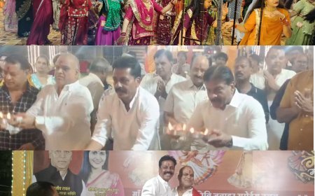 मां पद्मावती मंदिर के गरबा रास में उमड़ा उत्साह : अतिथियों ने बढ़ाया बालिकाओं का हौसला :सातवें दिन जनप्रतिनिधियों और समाजसेवियों ने की मां की आरती