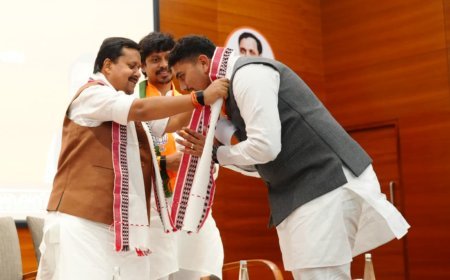 नवगठित भाजयुमो की पहली राष्ट्रीय कार्यकारिणी बैठक में शामिल हुए प्रदेश महामंत्री विप्लव जैन : भाजपा अध्यक्ष नितिन नबीन ने किया सम्मानित :   भाजयुमो अध्यक्ष श्याम टेलर रहे मौजूद
