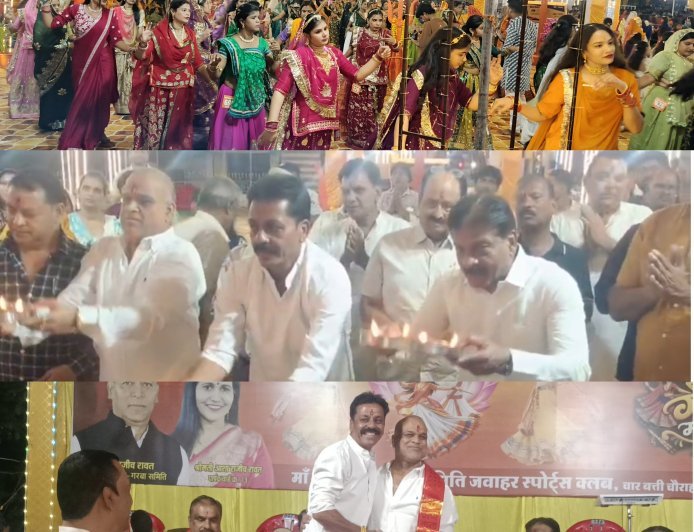 मां पद्मावती मंदिर के गरबा रास में उमड़ा उत्साह : अतिथियों ने बढ़ाया बालिकाओं का हौसला :सातवें दिन जनप्रतिनिधियों और समाजसेवियों ने की मां की आरती